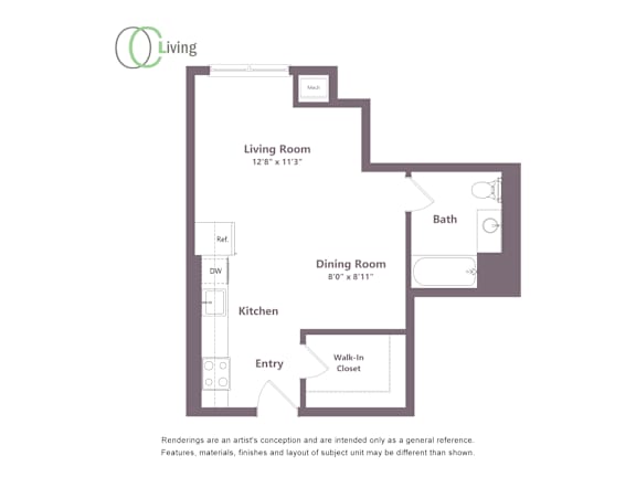 a floor plan of a living room with a dining room
