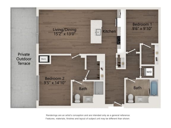 a 1 bedroom floor plan | the edge at 450