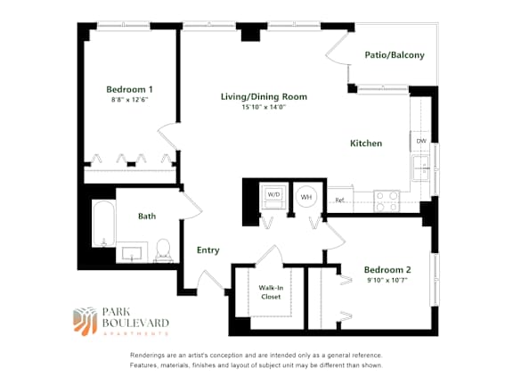 a floor plan of park boulevard apartments