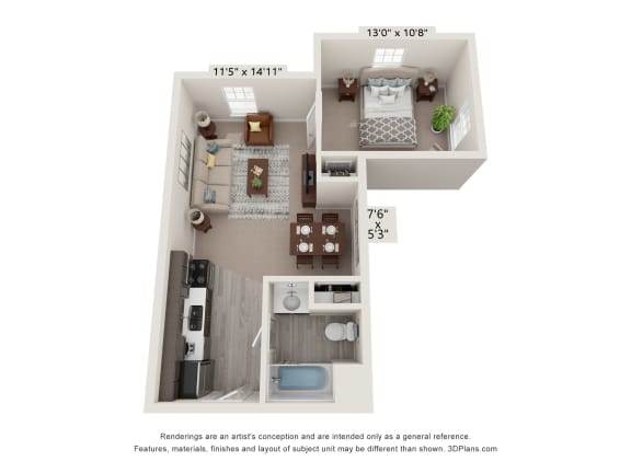 1 Bedroom Elevation 5100