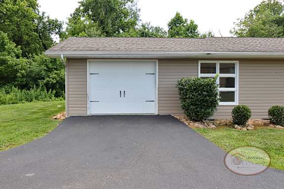 An attached garage.