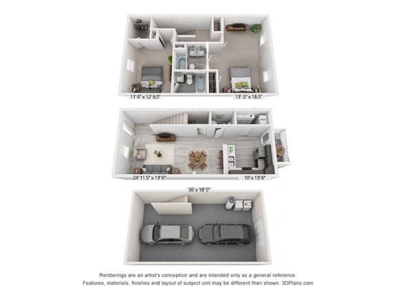 a floor plan of a 3 bedroom apartment