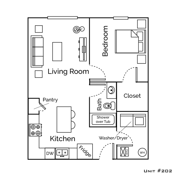 a floor plan of a living room and kitchen