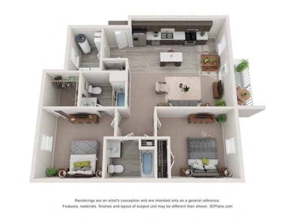 a 2 bedroom floor plan of a 2100 sq ft house