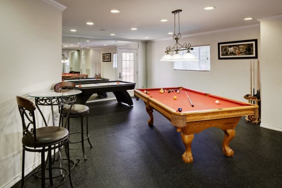 Game Room with Billiards at Le Montreaux Apartments, Austin, TX