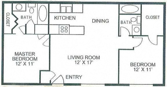 Floor Plan  Pinon Trails Apartments appaloosa floor plan at Cantera Apartments, El Paso, TX, 79935