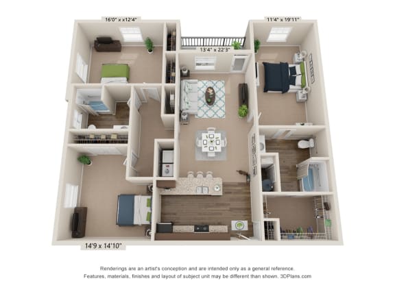 Floor Plan 3 bed 2 bath at Ardmore at the Trail, Indian Trail, North Carolina