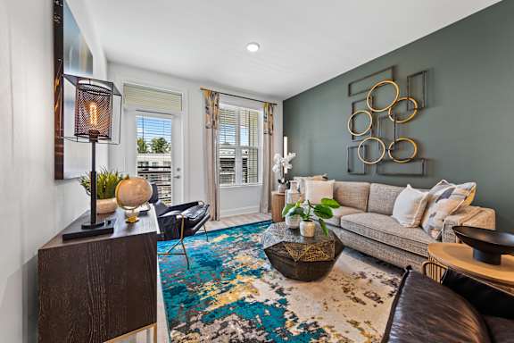 Furnished Living Room at Views at Flowers, Clayton, 27527