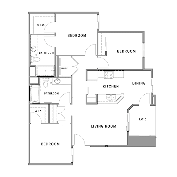 A floor plan of a house with labeled rooms.