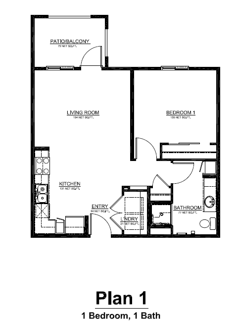 One BR Floorplan