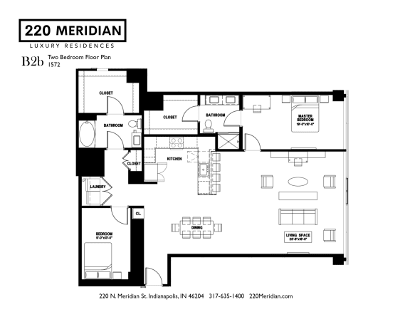 B2b Floor Plan at 220 Meridian, Indianapolis, IN, 46204