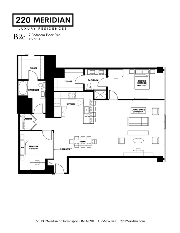 B2C Floor Plan at 220 Meridian, Indianapolis, 46204