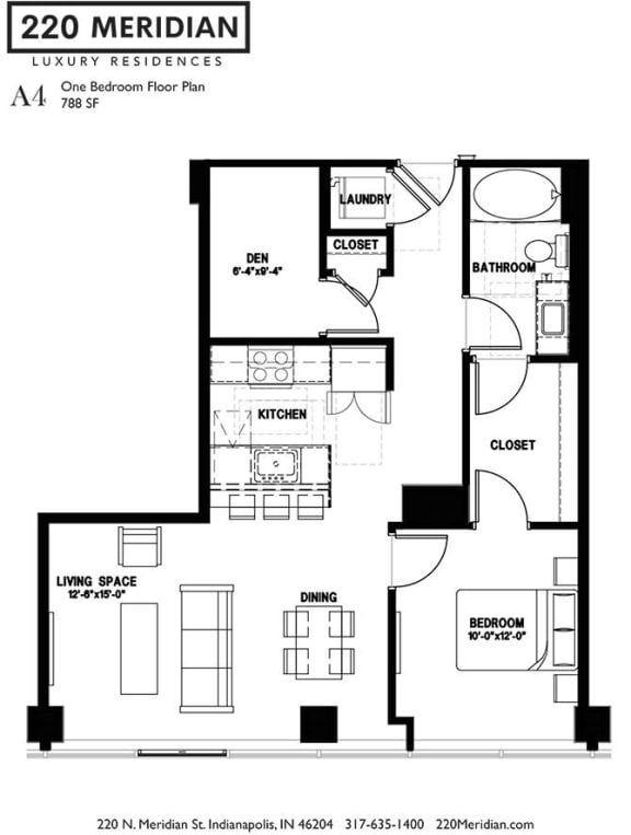 A4 Floor Plan at 220 Meridian, Indianapolis, IN 46204