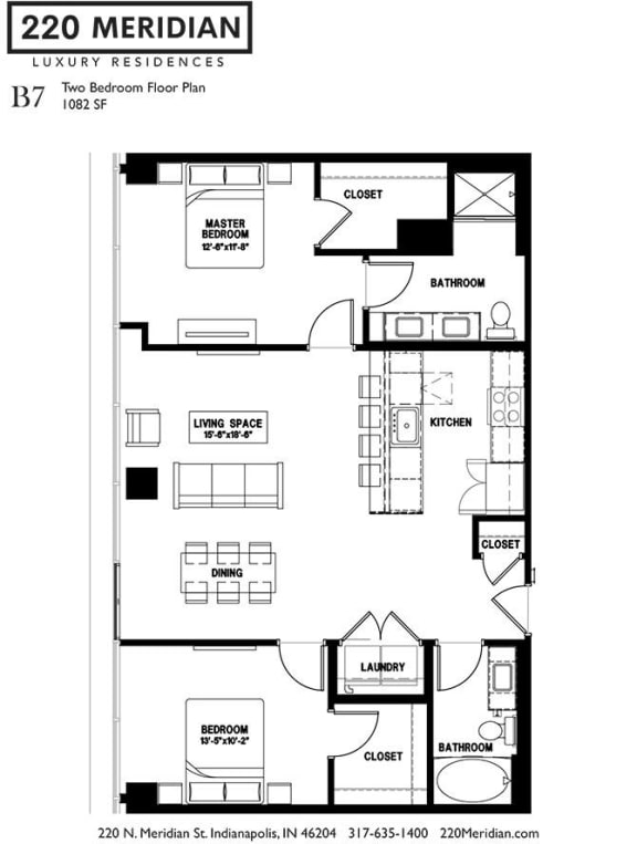 B7 Floor Plan at 220 Meridian, Indiana