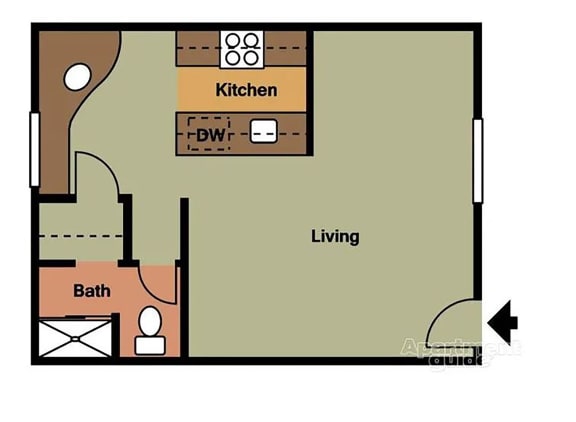 Studio floor plan at Terramonte Apartment Homes, Pomona
