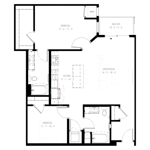 A floor plan of a house with labeled rooms and dimensions.