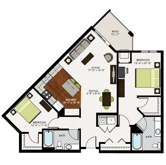 Bennett Floor Plan at Victoria Park and V2 Apartments, Minnesota