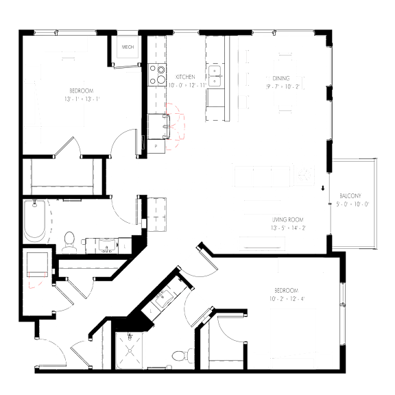 A floor plan of a house with labeled rooms such as "KITCHEN" and "BEDROOM".
