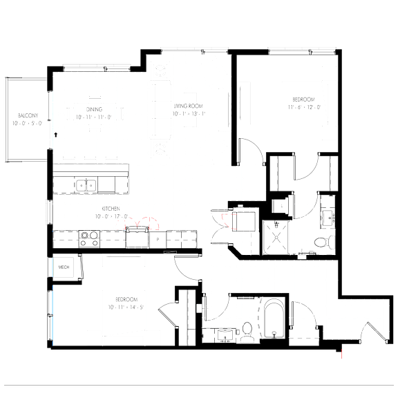 A floor plan of a house with labeled rooms and dimensions.