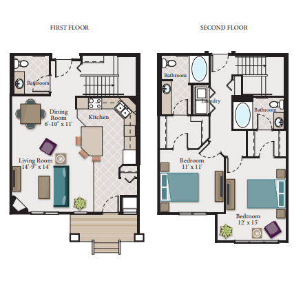 Floor Plan  A floor plan of a two-story home with labeled rooms and dimensions.