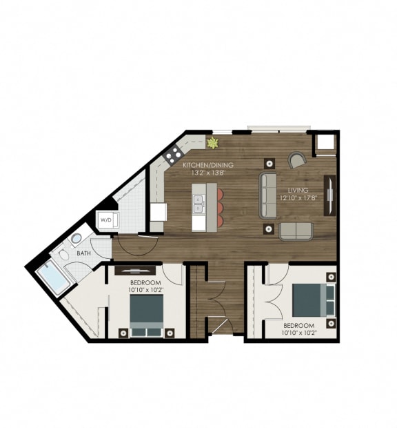 Lagoon Floor Plan at Victoria Park and V2 Apartments, St. Paul, 55102