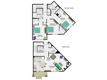 Floor Plan  at Hearthstone Apartments and Townhomes, Apple Valley, MN, 55124