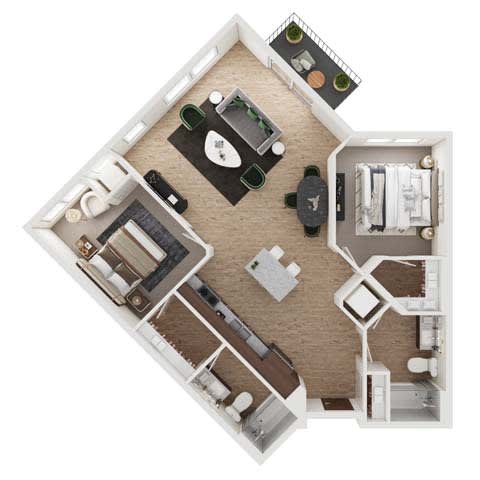 a floor plan of a house with a bedroom and a living room