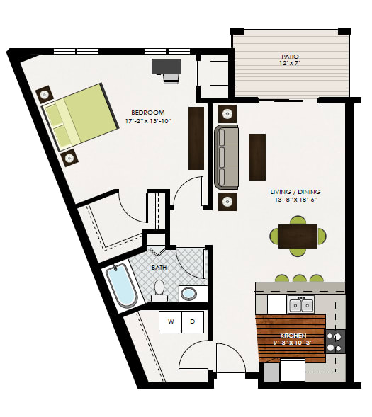 Parkview Floor Plan at Victoria Park and V2 Apartments, St. Paul