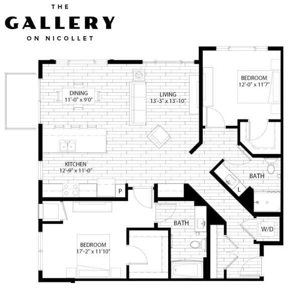 Floor Plan  The Chateau Floor Plan at The Gallery Apartments, Burnsville, Minnesota