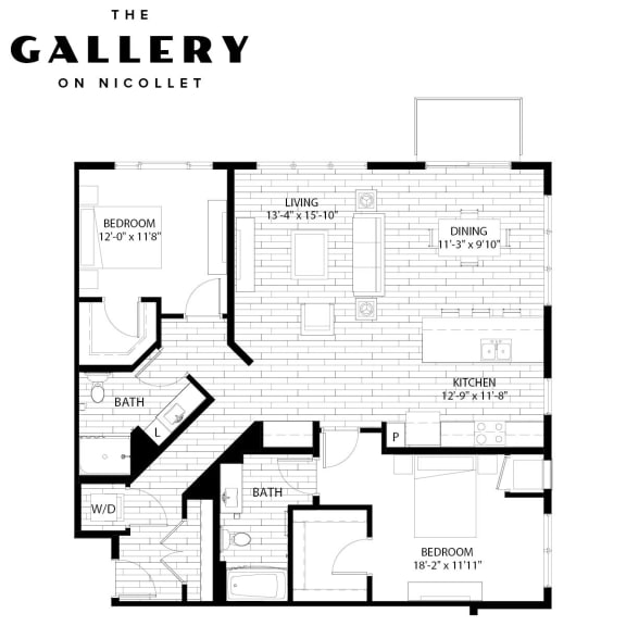 The Chateau Floor Plan at The Gallery Apartments, Burnsville
