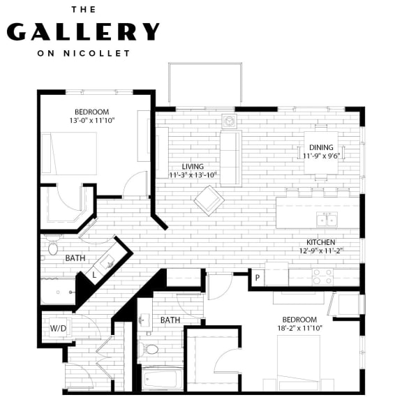 The Chateau Floor Plan at The Gallery Apartments, Minnesota