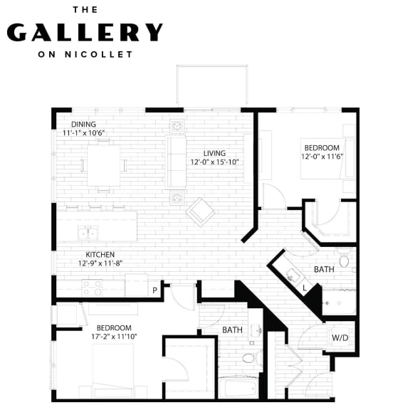 The Chateau Floor Plan at The Gallery Apartments, Minnesota, 55337
