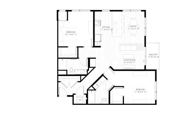 A black and white image of a house floor plan.