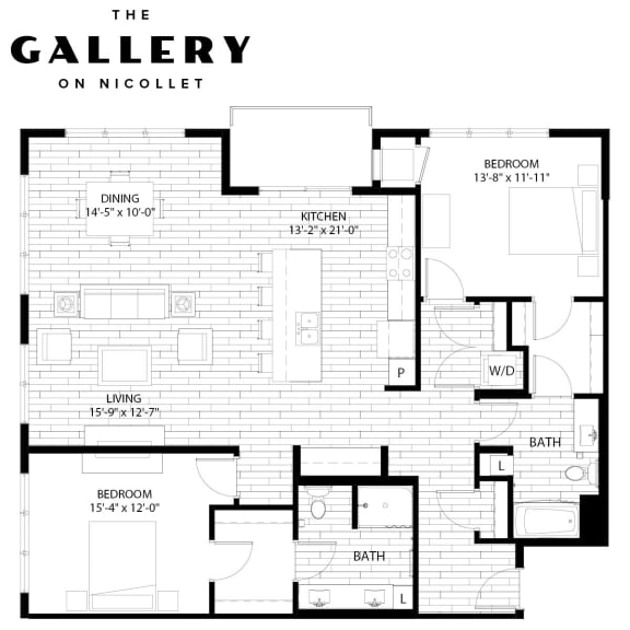 Floor Plan  The Heritage Floor Plan at The Gallery Apartments, Burnsville, MN