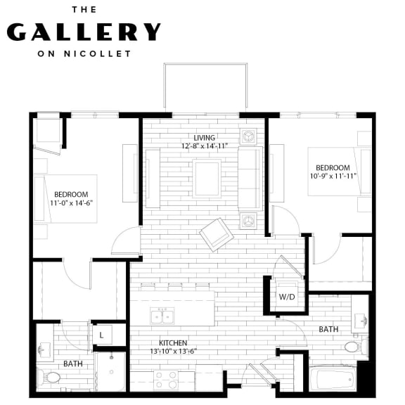 Floor Plan  The Pepin Floor Plan at The Gallery Apartments, Burnsville