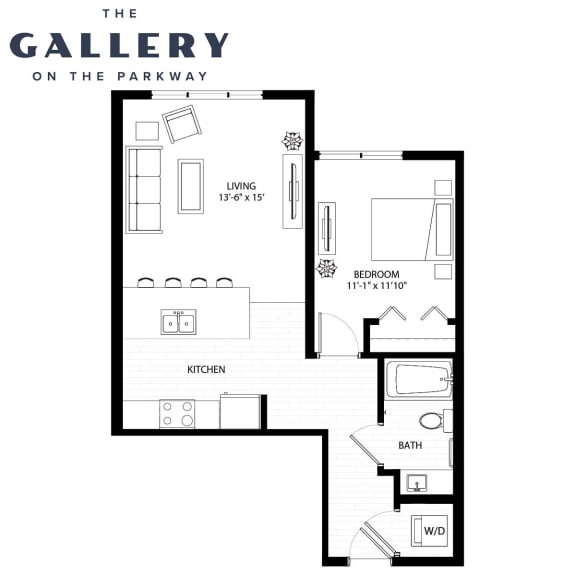 Floor Plan  The Picollo Floor Plan at The Gallery Apartments, Burnsville, MN, 55337