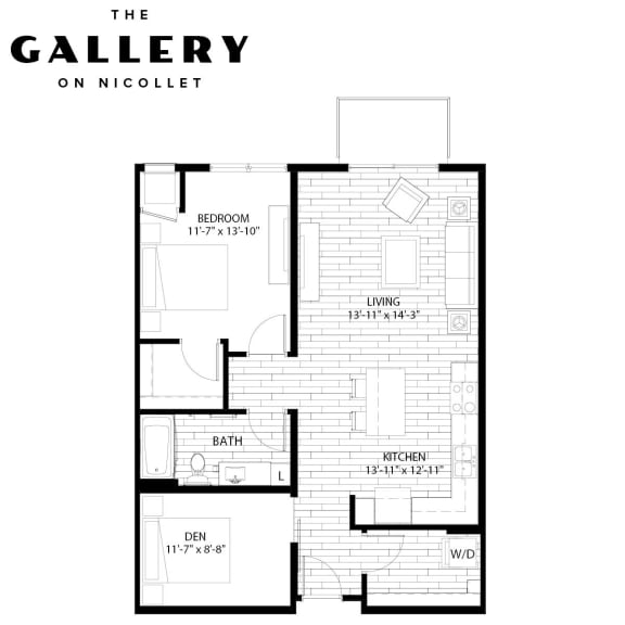 The Schram Floor Plan at The Gallery Apartments, Burnsville, 55337