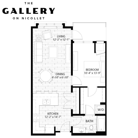 The Willow Floor Plan at The Gallery Apartments, Minnesota