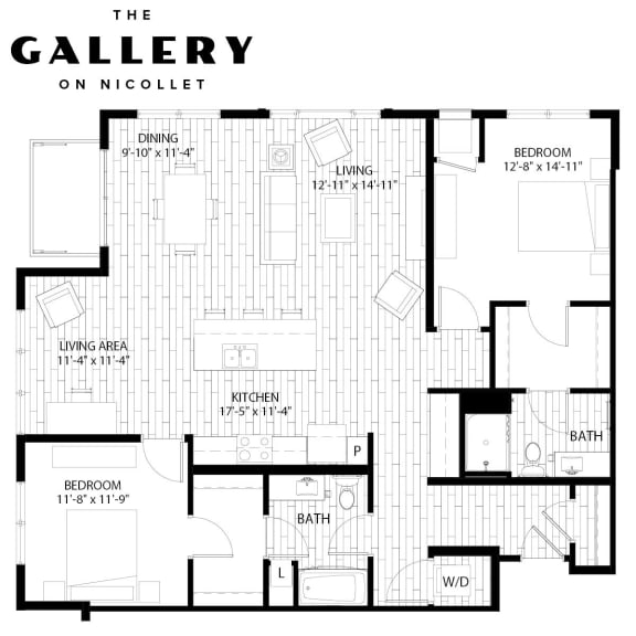 The WineHaven Floor Plan at The Gallery Apartments, Burnsville, 55337
