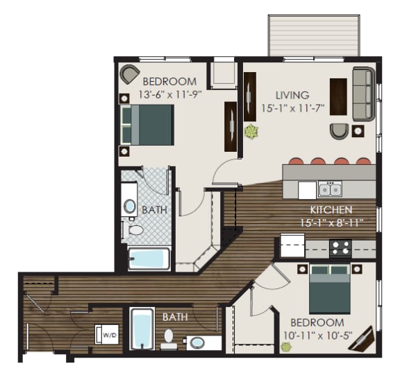 Floor Plan  The Lexington Floor Plan at Victoria Park and V2 Apartments, St. Paul, MN, 55102