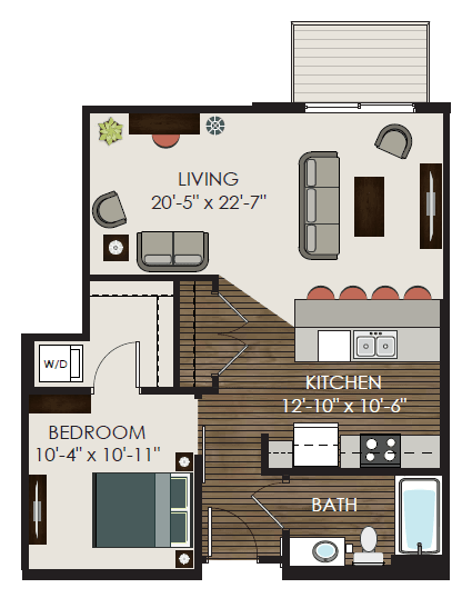The Sheridan Floor Plan at Victoria Park and V2 Apartments, St. Paul, Minnesota