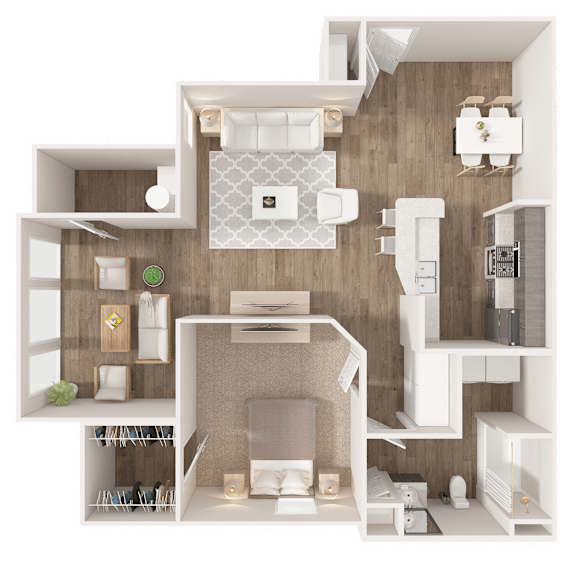 1 Bed Floor Plan at Puller Place Apartments, North Carolina