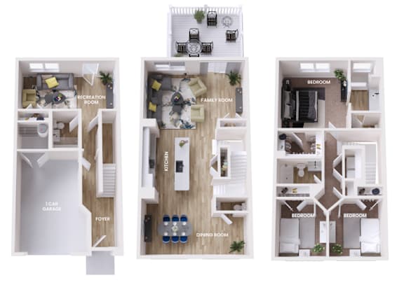 A diagram shows the layout of a house with labeled rooms such as Bedroom, Bathroom, Kitchen, Living Room, Dining Room, and Garage.