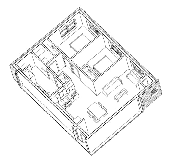 A black and white drawing of a house plan.