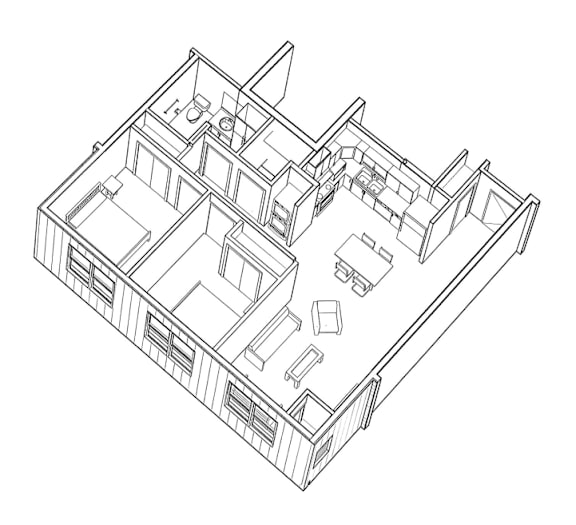 A black and white drawing of a house plan.