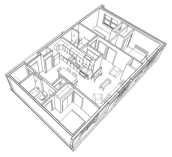 A black and white drawing of a house plan.
