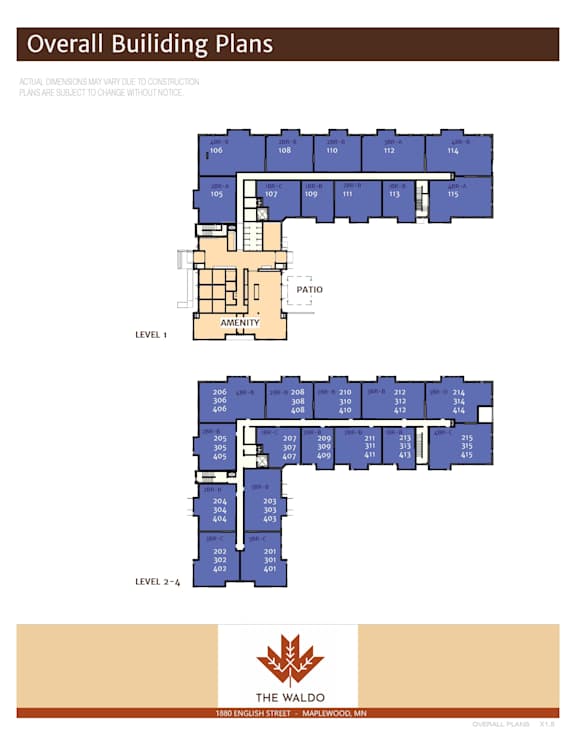 A blueprint of a building with the title "Overall Building Plans" at the top.