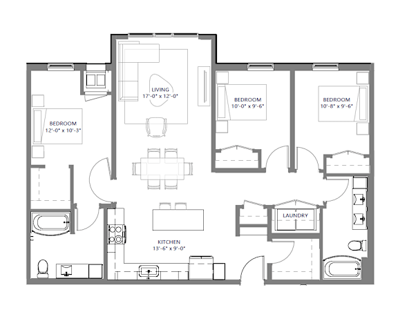 A black and white image of a house floor plan with a laundry room.