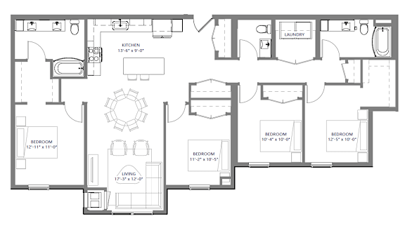 A black and white image of a house floor plan.