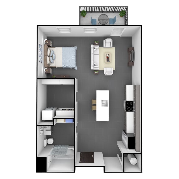  Floor Plan 0 Bedroom, 1 Bathroom 588 SF